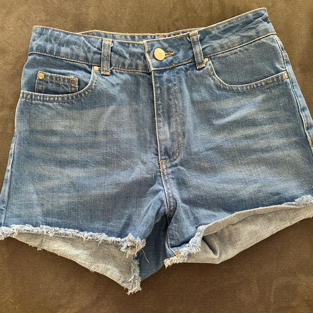 TOPSHOP high waisted jean shorts